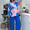 Clothing Paprika Trousers | Royal Blue Wide Leg Trousers