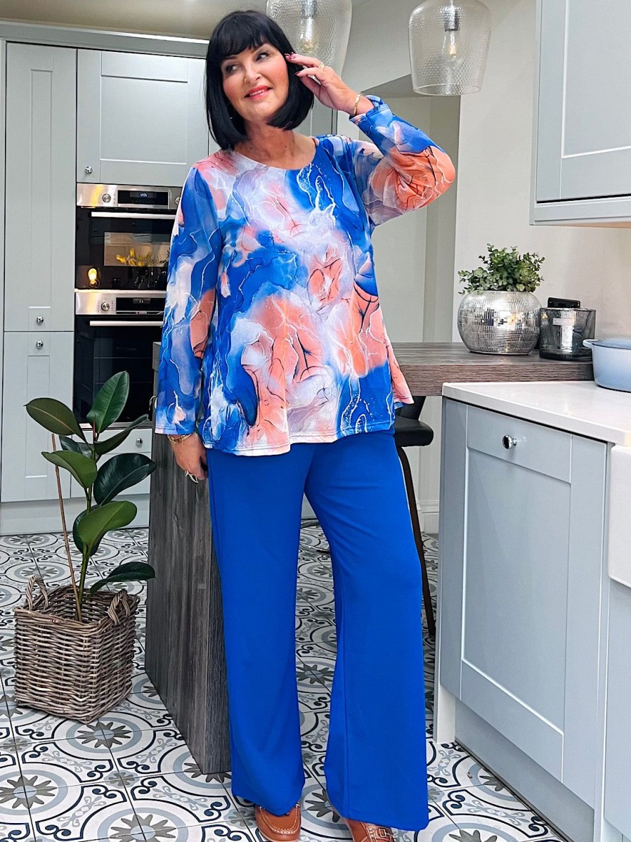 Clothing Paprika Trousers | Royal Blue Wide Leg Trousers