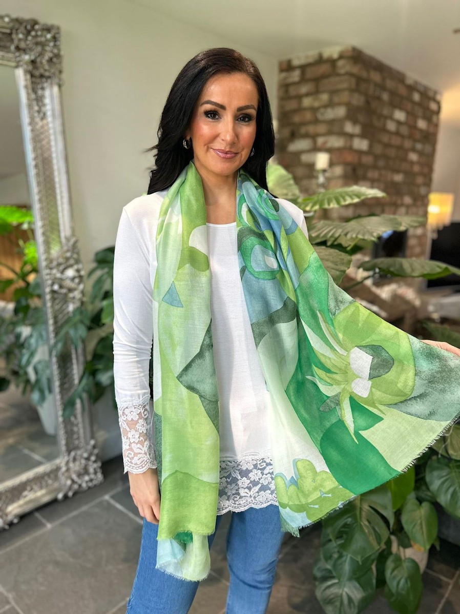 Bags & Accessories Twenty One Fashion | Green Abstract Flower Print Scarf