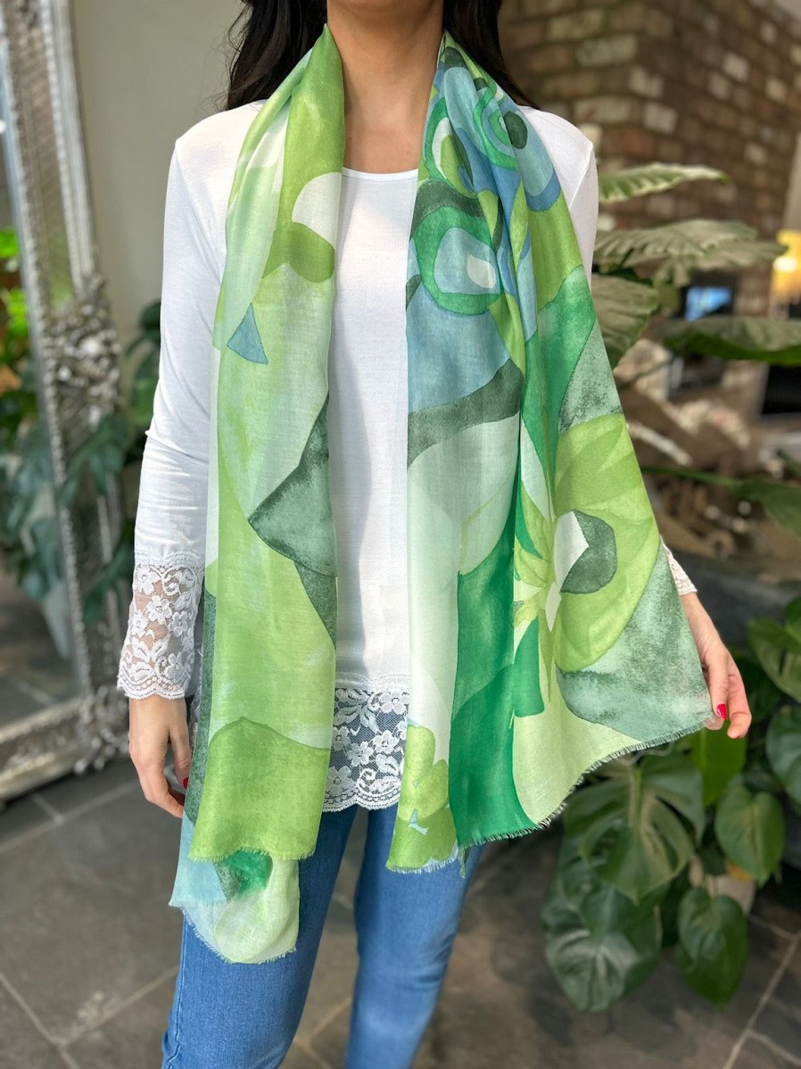 Bags & Accessories Twenty One Fashion | Green Abstract Flower Print Scarf