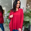 Clothing Prospero Long Sleeve | Red Soft Touch Pocket Scarf Top Lauren