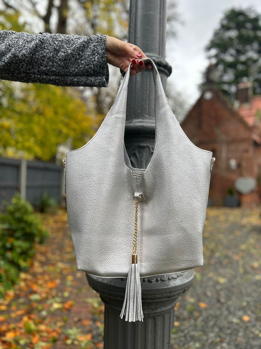 Bags & Accessories Milano | Silver Tassel Bag Set