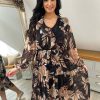 Clothing Paris Collection | Black Shimmer Floral Pattern Dress Elsie