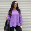 Clothing K8 Chunky Knitwear | Purple Ribbed Neck Premium Jumper Alex