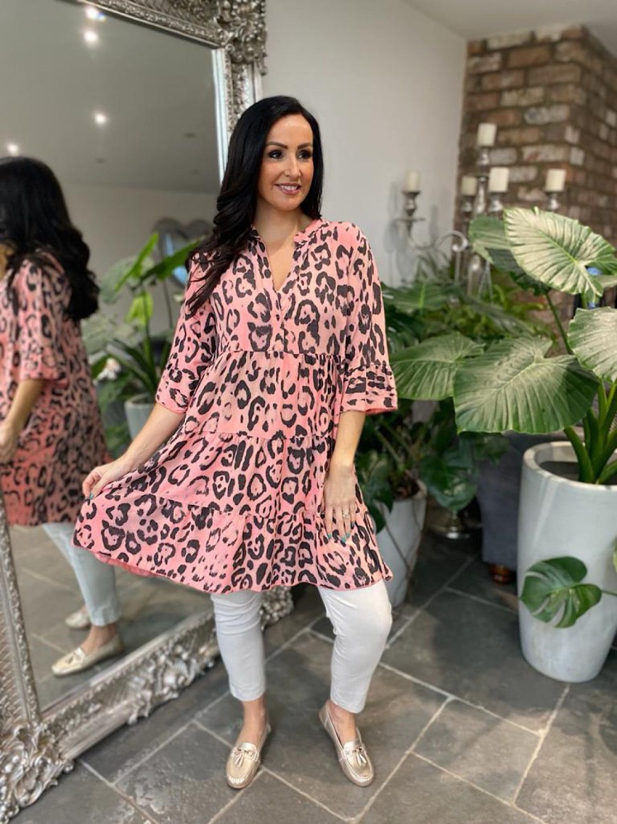 Clothing Lamia | Pink Leopard Tiered Tunic Rachel