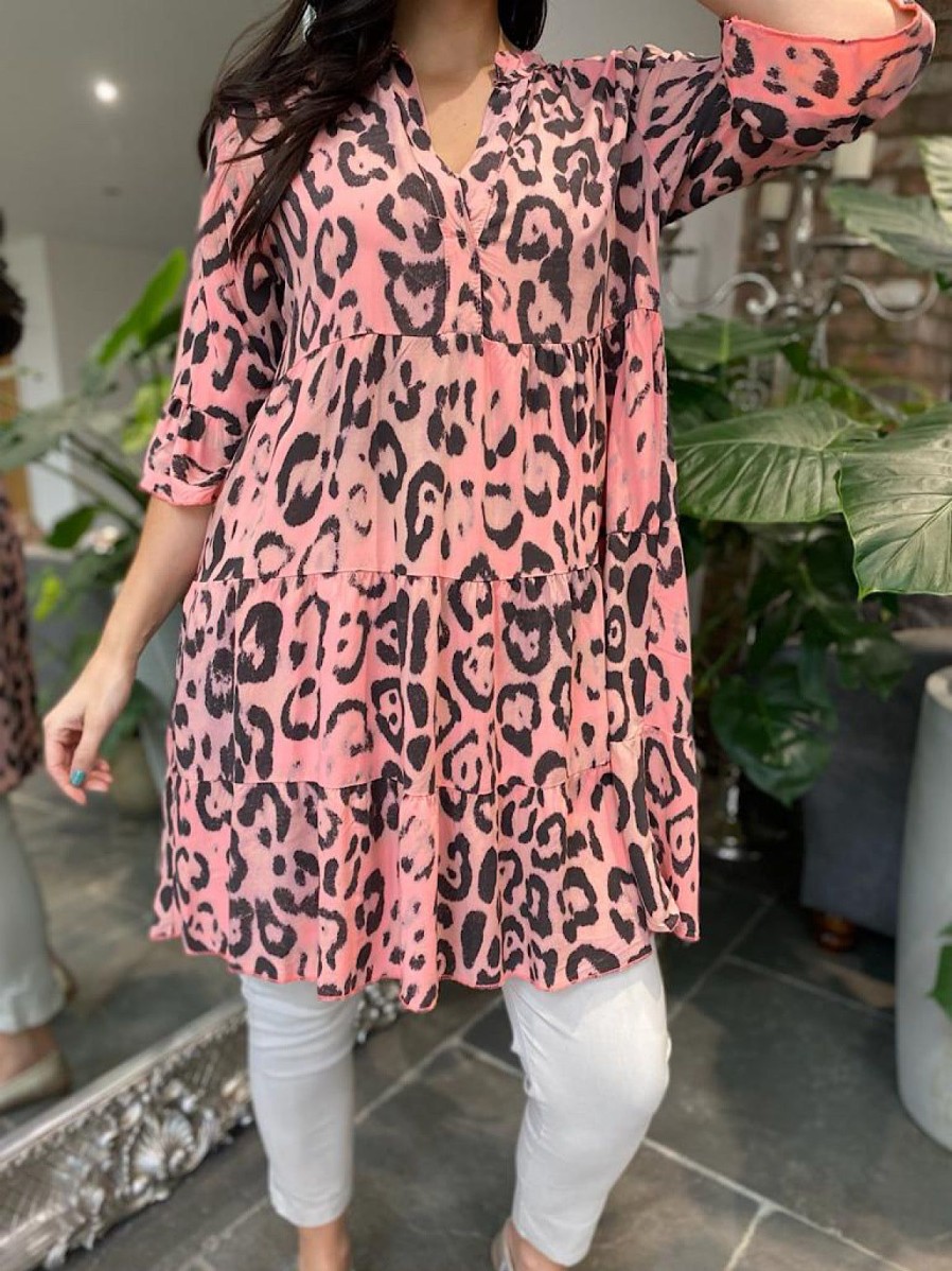 Clothing Lamia | Pink Leopard Tiered Tunic Rachel