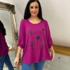 Clothing Miss One Long Sleeve | Grape Diamante Dandelion Pattern Top Tanya