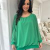 Clothing Miss One Long Sleeve | Green Layered Chiffon Blouse Maya