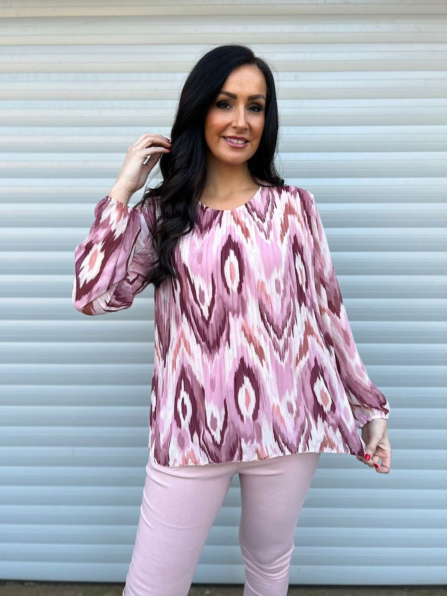 Clothing A.B.C Shirts & Blouses | Pink Diamond Pleated Blouse Charlotte