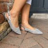 Footwear Gallevani | Silver Woven Sling Back Shoes