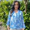 Clothing Paris Collection Shirts & Blouses | Blue Floral Frill Collar Blouse Rylee