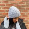 Bags & Accessories Fashion Scarf World | Grey Ribbed Wool Knit Hat