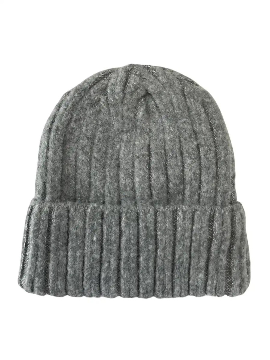 Bags & Accessories Fashion Scarf World | Grey Ribbed Wool Knit Hat