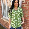 Clothing Link Moda Shirts & Blouses | Green Multi Circle Lightweight Shirt Ruby