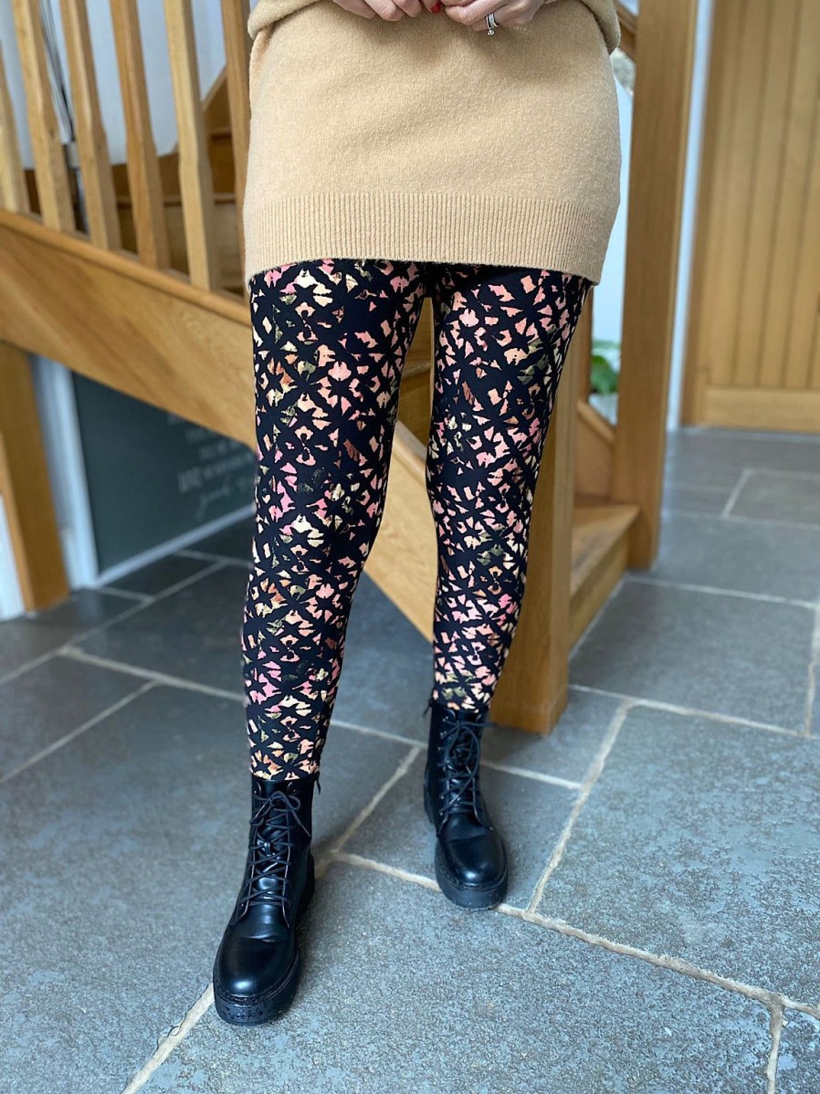 Clothing Superbia Leggings | Black Soft Touch Printed Leggings