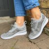 Footwear Gallevani | Grey Embellished Wedge Trainer