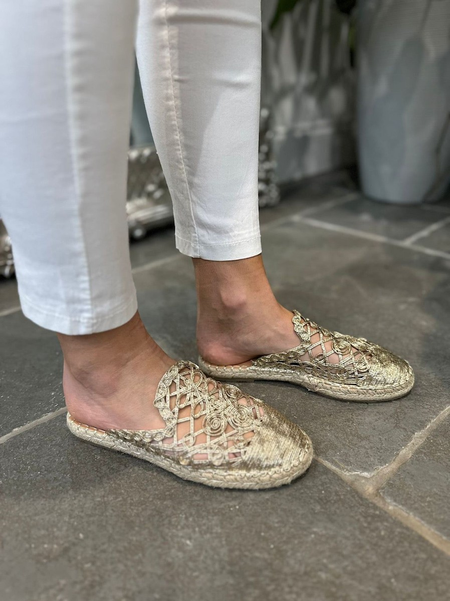 Footwear Gallevani | Pre Order Gold Weave Slip On Espadrilles