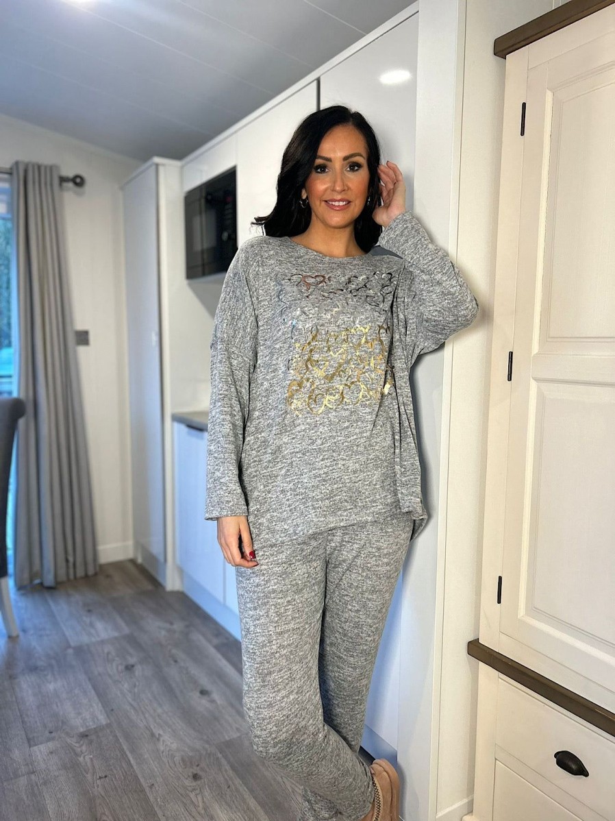 Clothing Emeka Loungewear | Grey Multi Heart Lounge Set Esme