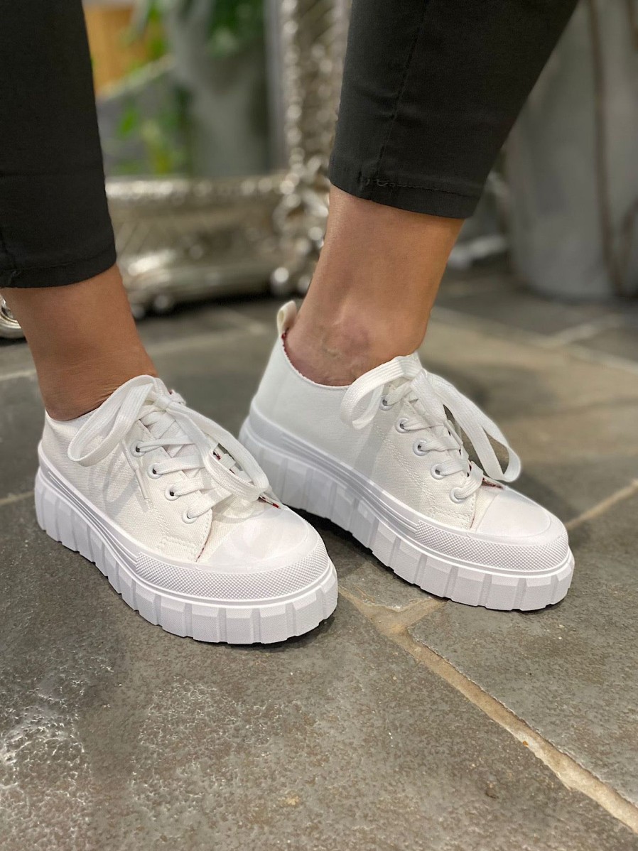 Footwear LJR Footwear | White Mayze Stack Trainers