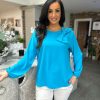 Clothing Kiki Mda Shirts & Blouses | Blue Bow Detail Blouse Amanda