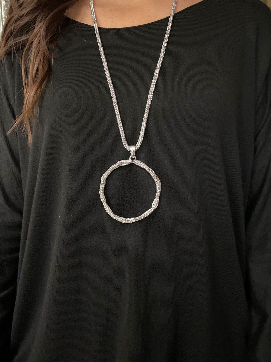 Bags & Accessories Urban Mist | Silver Long Circle Sparkle Necklace