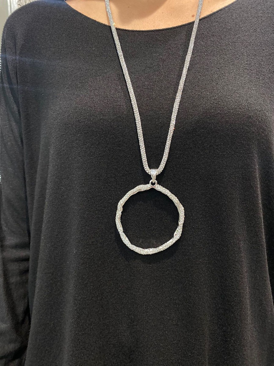 Bags & Accessories Urban Mist | Silver Long Circle Sparkle Necklace