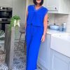 Clothing Gold Fashion Trousers | Royal Blue Wide Leg Pocket Trousers Claudia