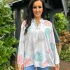 Clothing Natasha Shirts & Blouses | White Floral Circle Pattern Blouse April