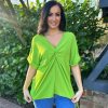 Clothing Gold Fashion Shirts & Blouses | Green Twist Front Crepe Blouse Elizabeth