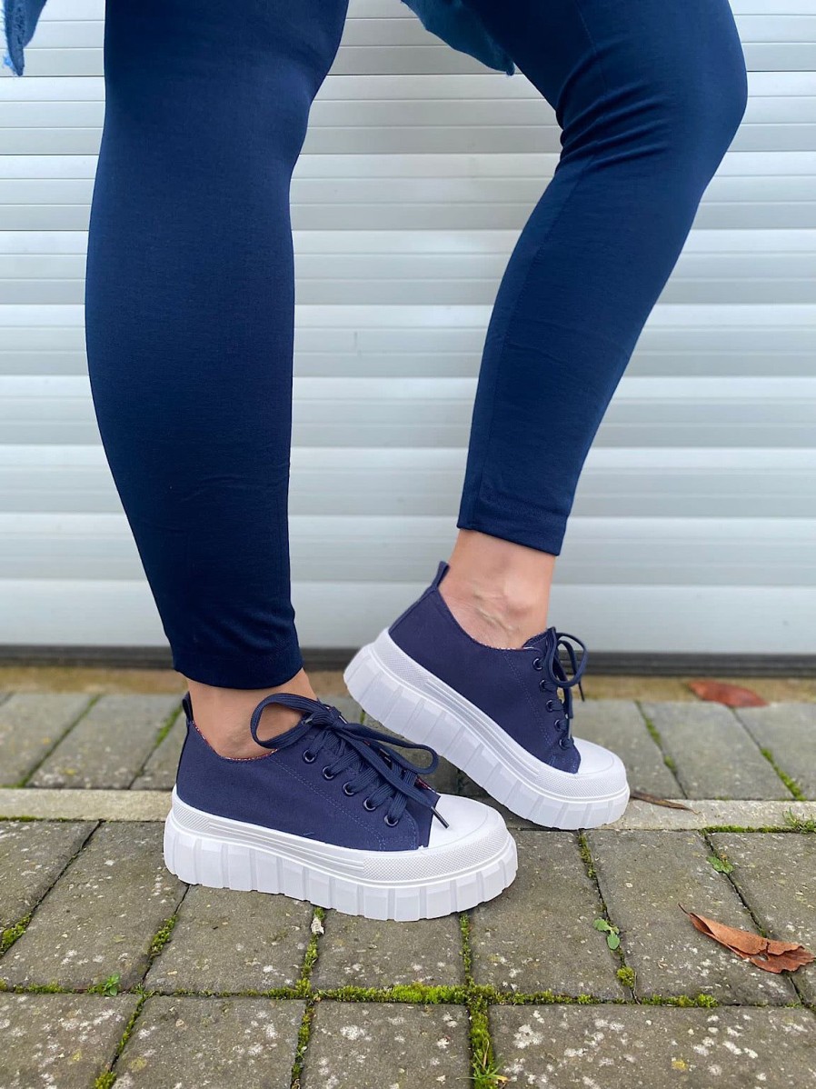 Footwear LJR Footwear | Navy Mayze Stack Trainers