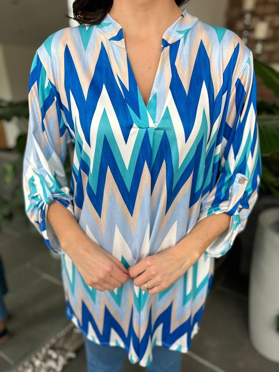 Clothing Paprika | Blue Zig Zag Soft Touch Tunic Gloria