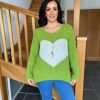 Clothing Paris Collection Chunky Knitwear | Lime Popcorn Heart Knit Julia