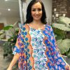 Clothing Miss One Shirts & Blouses | Royal Blue Vibrant Floral Pattern Lined Blouse May