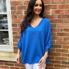 Clothing M&G Long Sleeve | Royal Blue Bubble Cotton Top Emily