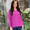 Clothing Smart Long Sleeve | Grape Button Knit Top Amy