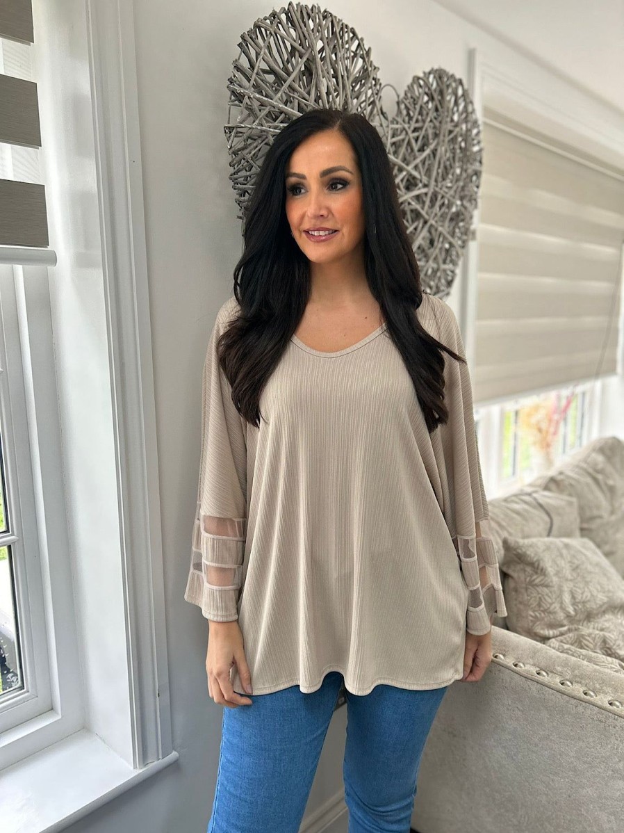 Clothing My Style Long Sleeve | Stone Mesh Sleeve Top Claudia