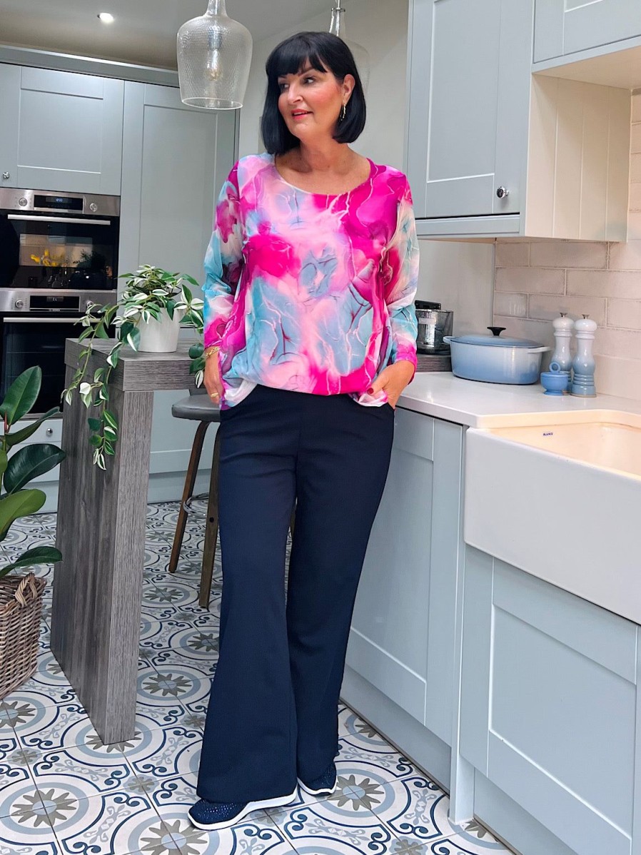 Clothing Paprika Trousers | Navy Wide Leg Trousers