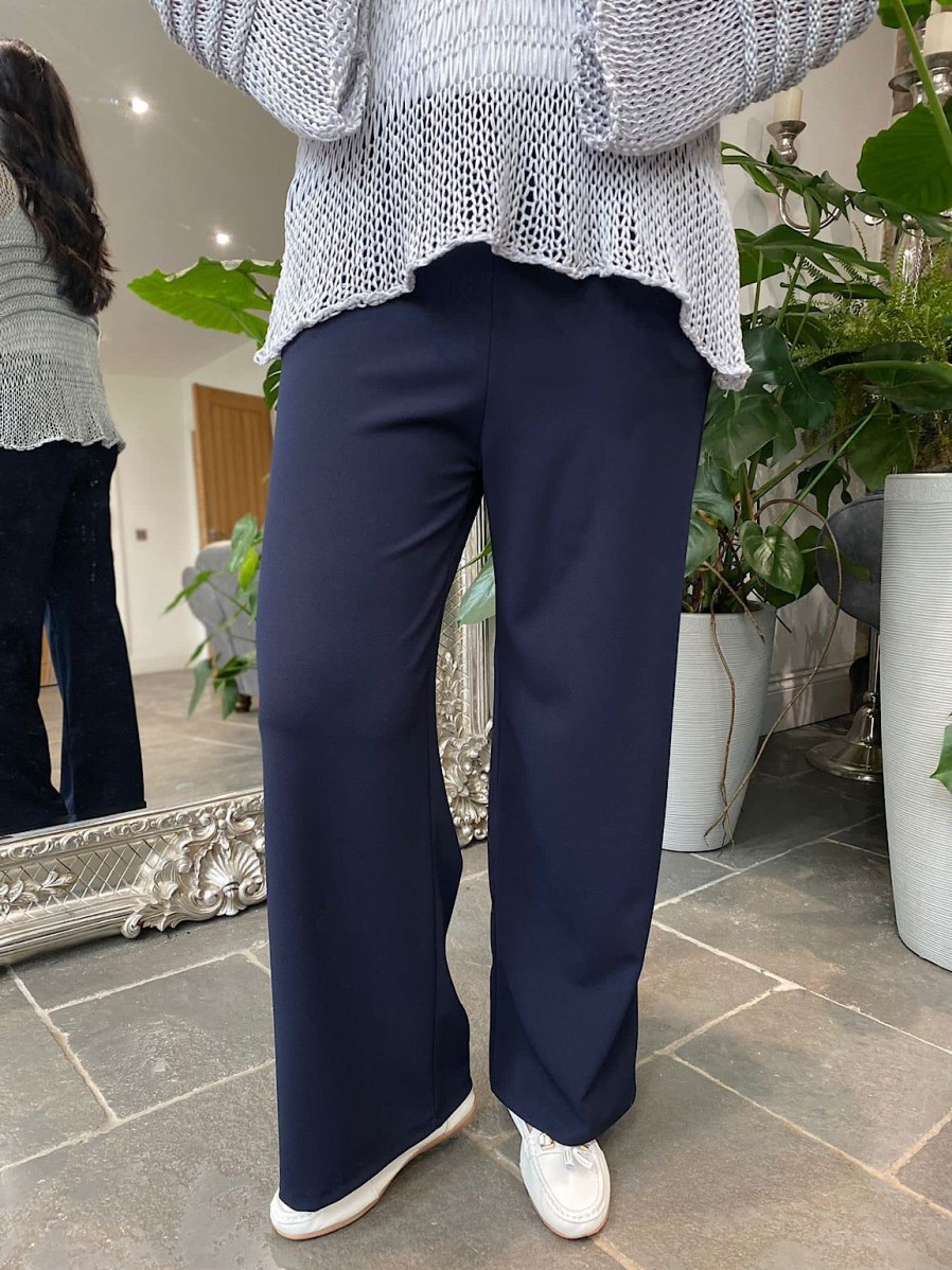 Clothing Paprika Trousers | Navy Wide Leg Trousers