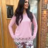 Clothing My Style Long Sleeve | Pink Lace Hem Lightweight Top Fiona