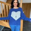 Clothing Paris Collection Chunky Knitwear | Royal Blue Popcorn Heart Knit Julia