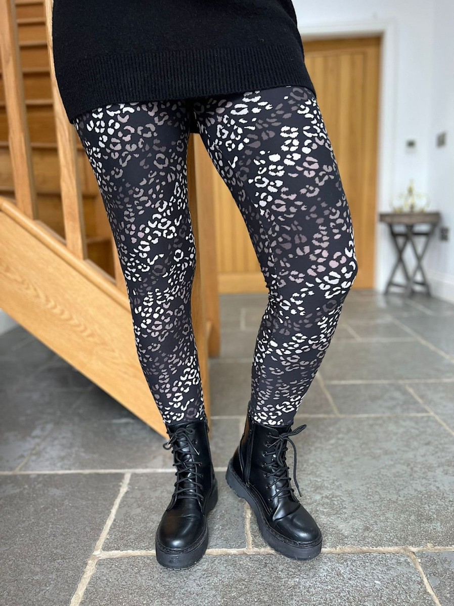 Clothing Superbia Leggings | Black Soft Touch Leopard Leggings