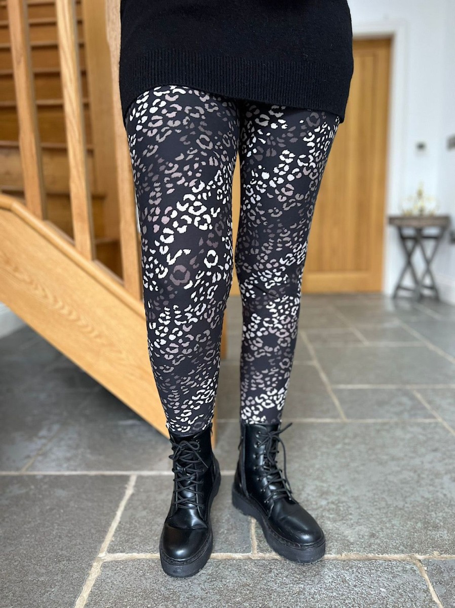 Clothing Superbia Leggings | Black Soft Touch Leopard Leggings