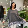 Clothing Italian Style Long Sleeve | Charcoal Circle Spot Hem Knit Sandy