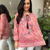 Clothing Miss One Shirts & Blouses | Rose Layered Paisley Print Blouse Ashleigh