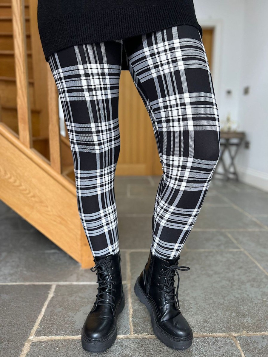 Clothing Superbia Leggings | Black Checked Print Leggings