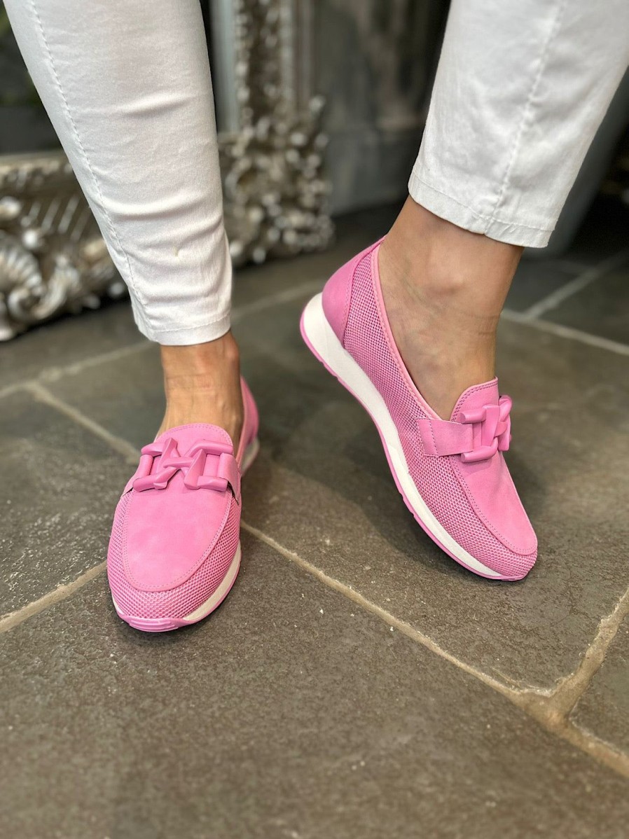 Footwear Gallevani | Candy Pink Chain Detail Mesh Loafer