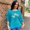 Clothing Role Fashion Long Sleeve | Teal Metallic Flower Top Daphne