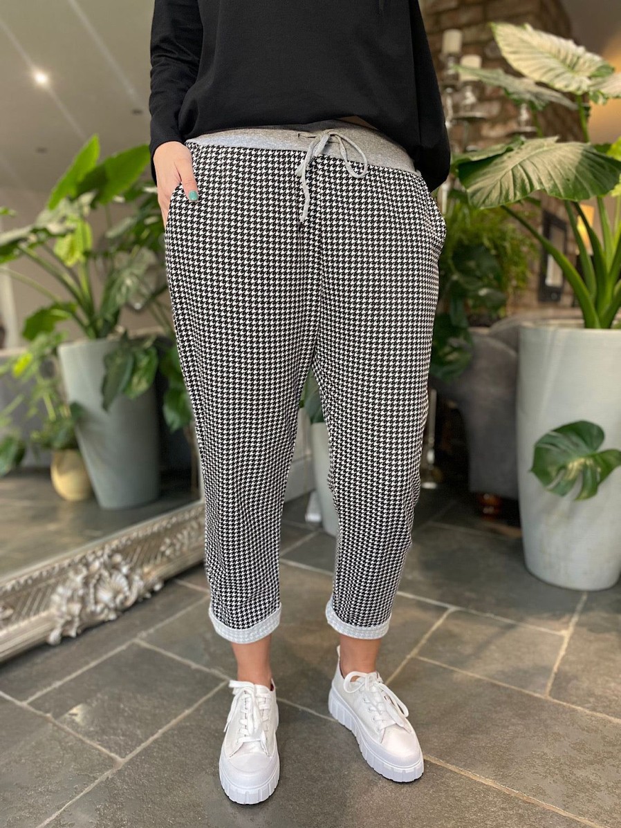 Clothing Prospero Joggers | Black Printed Dogtooth Joggers