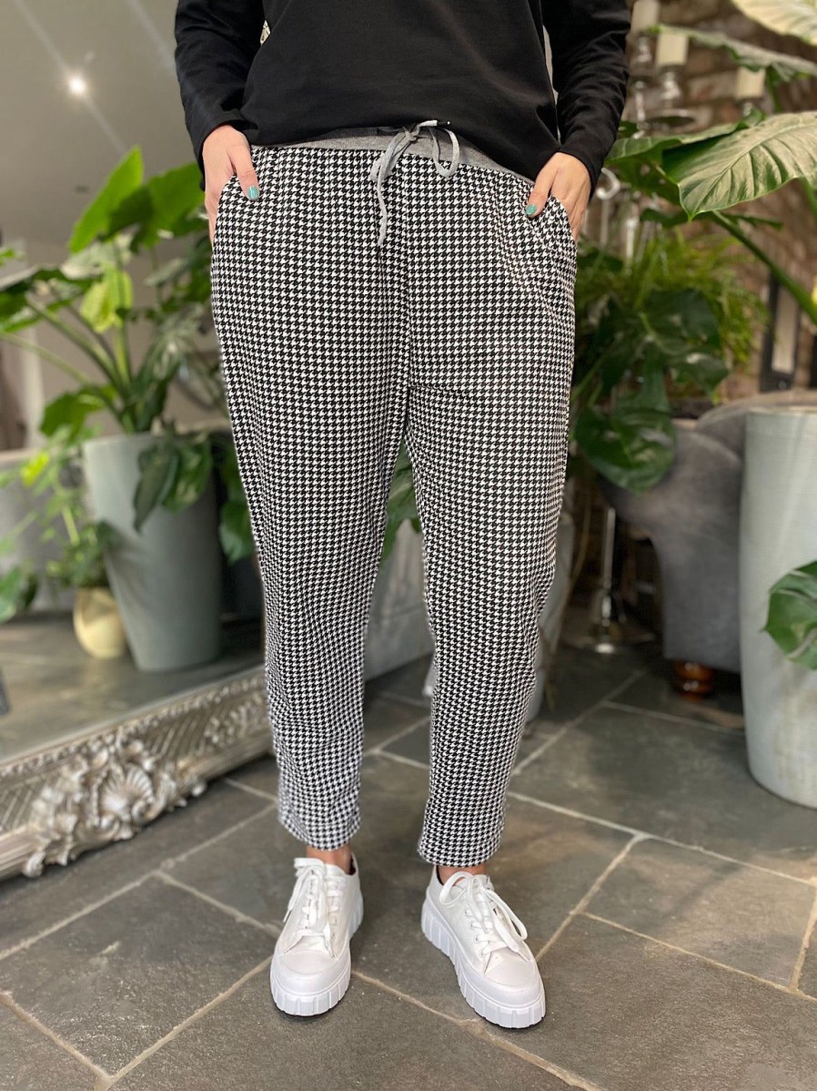 Clothing Prospero Joggers | Black Printed Dogtooth Joggers