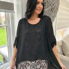 Clothing Miss One Shirts & Blouses | Black Layered Patterned Blouse Emily